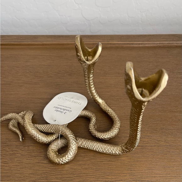 Threshold Double Snake Taper Candle Holder Aluminum Gold - Picture 8 of 8